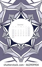 December calendar 2017 mandala ribal style