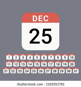December Calendar flat icon vector