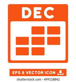 December Calendar Grid icon. Vector EPS illustration style is flat iconic symbol, orange color.
