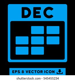 December Calendar Grid icon. Vector EPS illustration style is flat iconic symbol, blue color.
