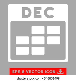December Calendar Grid icon. Vector EPS illustration style is flat iconic symbol, white color.