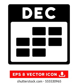 December Calendar Grid icon. Vector EPS illustration style is flat iconic symbol, black color.