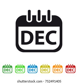 December Calendar Icon -  Colorful Vector symbol