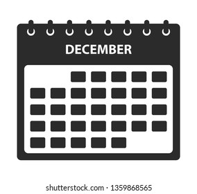 December Calendar Icon. Flat style vector EPS.