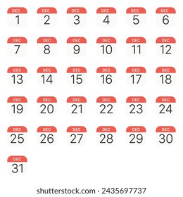 December calendar icon isolated on white background. Symbol modern, simple, vector, icon for website design, mobile app, ui. Vector Illustration