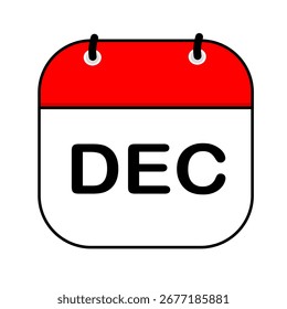 Ilustración vectorial de iconos de calendario de diciembre con diseño plano. Plantillas de calendario, rojo y blanco, pegatinas, carteles, Anuncios, emoticonos.
