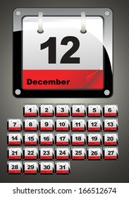 December calendar icons. Set 2014