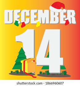 Ilustración del calendario de diciembre, completa con decoraciones