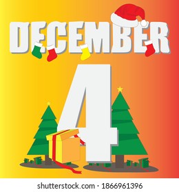 December calendar illustration, complete with decorations