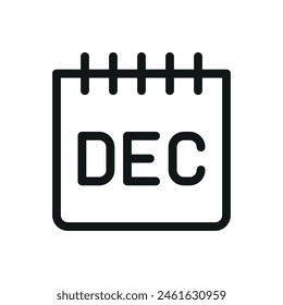 December calendar isolated icon, DEC month vector symbol with editable stroke