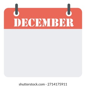 Diciembre calendario mes aislado iconos vectoriales sobre fondo blanco. Ilustración de horario de Plan de negocios limpio y moderno, ideal para planificación, programación, fechas límite, eventos y presentaciones corporativas.