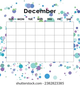 December. Calendar planner. Corporate week. Template layout, 12 months yearly, white background. Simple design for business brochure, flyer, print media, advertisement. Week starts from Monday.