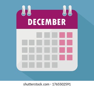 December calendar. Vector, Calendar, poster, graphic.