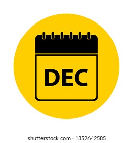December Calendar Yellow Vector Icon - Calendar design template - Business vector illustration.