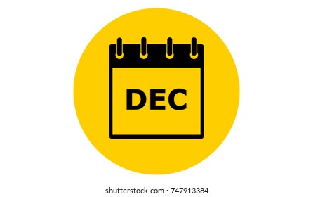 december calendar yellow vector icon