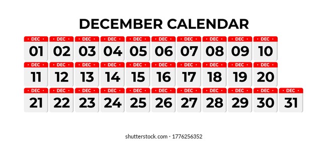 Dezemberkalender, Kalender-Set Symbol mit Schatten.