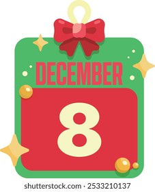 December Christmas calender red green 25 31 24 eve