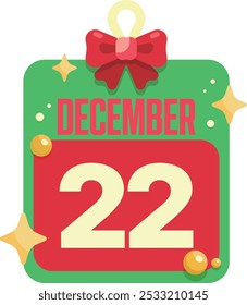 December Christmas calender red green 25 31 24 eve