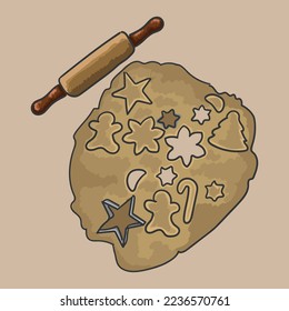 December. Cooking Christmas gingerbread cookies. Vector graphics