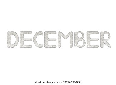 December. Creative hand drawn letters. Coloring page. Vector illustration