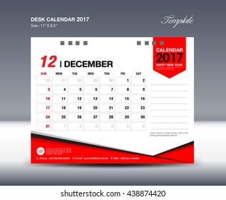 DECEMBER Desk Calendar 2017 Design Template polygon vector