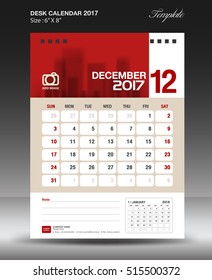 December Desk calendar 2017 year, corporate business flyer design,Size 6x8 inch vertical