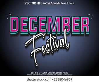 December festival 3d text effect and editable text effect