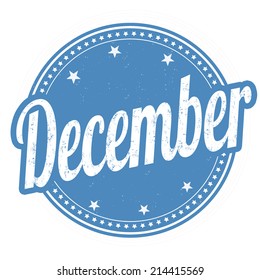 December grunge rubber stamp on white background, vector illustration