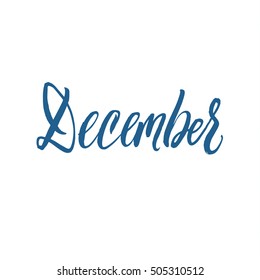 December. Hand Drawn Calligraphy on White Background.