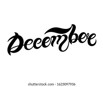 December. Hand drawn lettering. Vector illustration