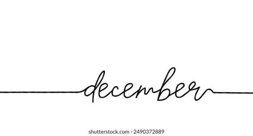December. Hand drawn monoline calligraphy. Winter month written with marker or ink effect. Simple text. Great for calendars and organizers
