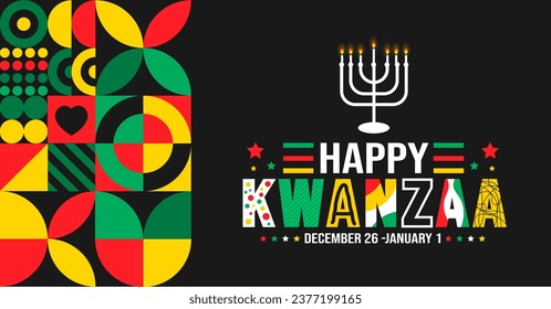 December is Happy Kwanzaa background template. Holiday concept. background, banner, placard, card, and poster design template with text inscription and standard color. vector illustration.
