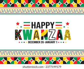 December is Happy Kwanzaa background template. Holiday concept. background, banner, placard, card, and poster design template with text inscription and standard color. vector illustration.
