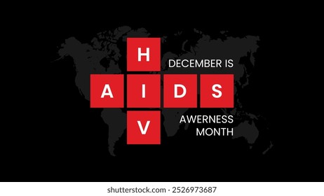 Diciembre es el Vector del Mes de Concientización sobre el VIH/SIDA.  Diseño del Vector del mes del VIH para las redes sociales y el cartel