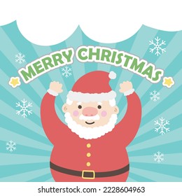 December holidays, Santa Claus celebrates Merry Christmas greeting cards
