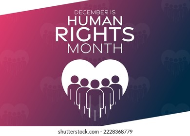 December is Human Rights Month. Vector illustration. Holiday poster