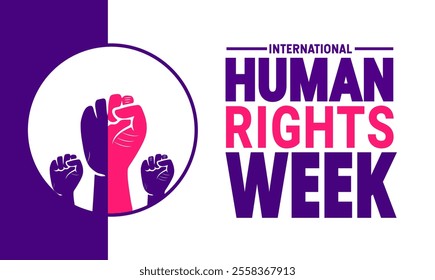 December is Human Rights Week . Holiday concept. suitable for placard, background, Greeting Card, Poster design template with text inscription, standard Social Media Post.