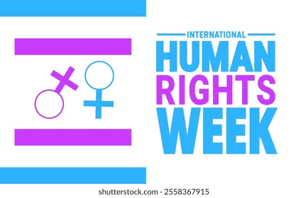 December is Human Rights Week . Holiday concept. suitable for placard, background, Greeting Card, Poster design template with text inscription, standard Social Media Post.