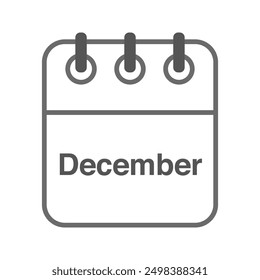 December icon vector. Daily, monthly, yearly calendar icon