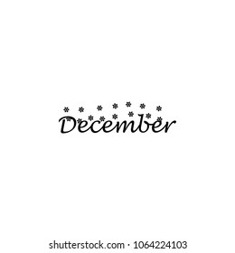 December icon. Written name of the month with different elements relating to the month icon.  Premium quality graphic design icon. One of the collection icons for websites on white background