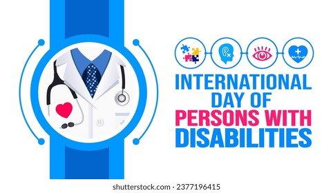 December is International Day of Persons with Disabilities background template. Holiday concept. background, banner, placard, card, and poster design template with text inscription and standard color.