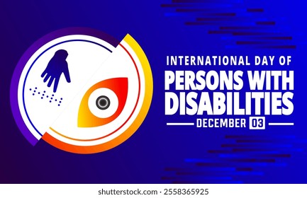 December is International Day of Persons with Disabilities. Holiday concept. suitable for placard, background,Greeting Card, Poster design template with text inscription, standard Social Media Post.