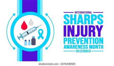 December is International Sharps Injury Prevention Awareness Month background template. Holiday concept. background, banner, placard, card, and poster design template with text inscription.