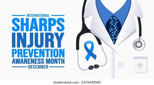 December is International Sharps Injury Prevention Awareness Month background template. Holiday concept. background, banner, placard, card, and poster design template with text inscription.