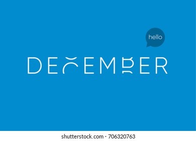 December logo with capitals letters in movement. Editable vector design.