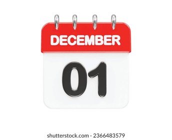 December month calendar icon 3d rendering illustration