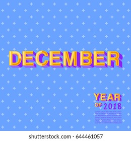 December : Month Name with colorful elements : Vector Illustration