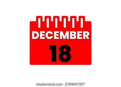  Dezember Monat einzelner Tag, Vektorgrafik, Kalender mit roter, schwarz-weißer Hintergrundfarbe, Kalendersymbol im Dezember 