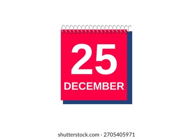  Dezember Monat einzelner Tag, Vektorgrafik, Kalender mit roter, blauer und weißer Hintergrundfarbe, Kalendersymbol im Dezember 
