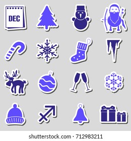 december month theme set of simple stickers eps10